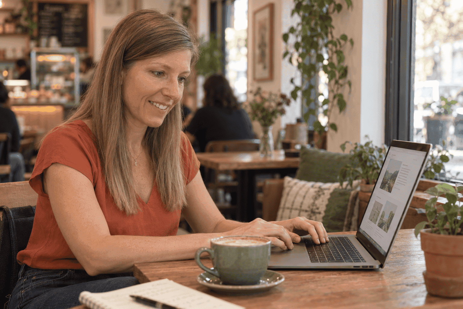 Jessica bei der Arbeit an einer Website